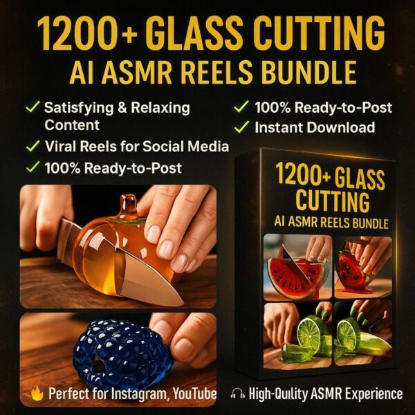 Glass Cutting Videos Bundle – 1200+ Satisfying Reels for Instagram & YouTube Shorts