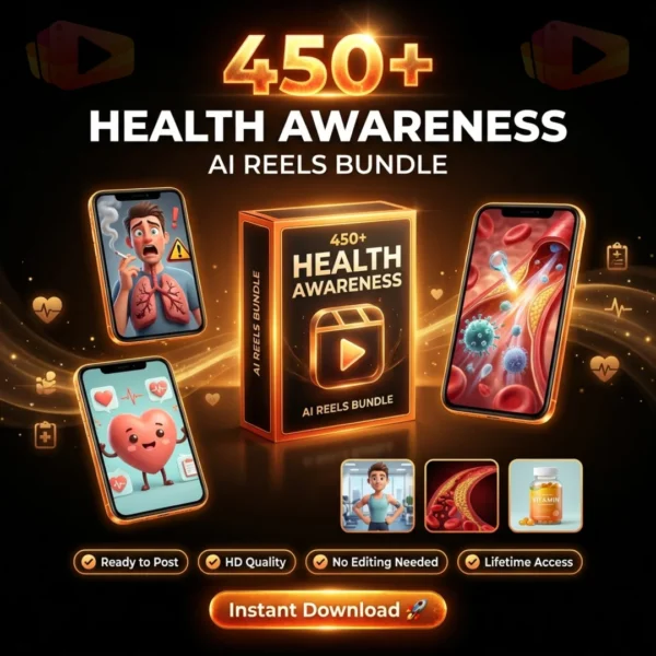 450+ Powerful Health Reels Bundle – AI Awareness Videos for Instagram & YouTube Shorts