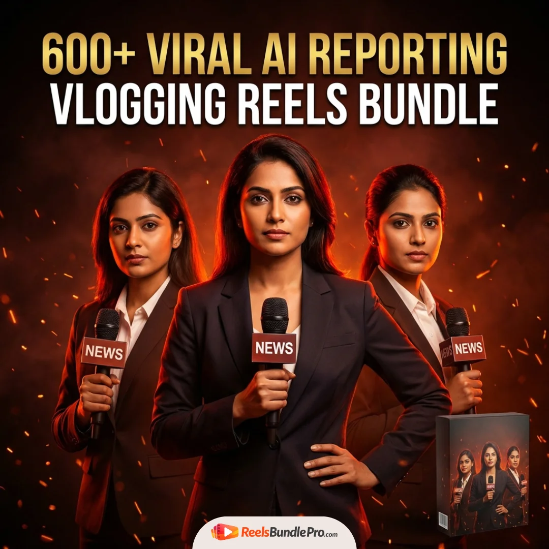 600+ AI Reporting Vlogging Reels Bundle for Instagram & YouTube Shorts