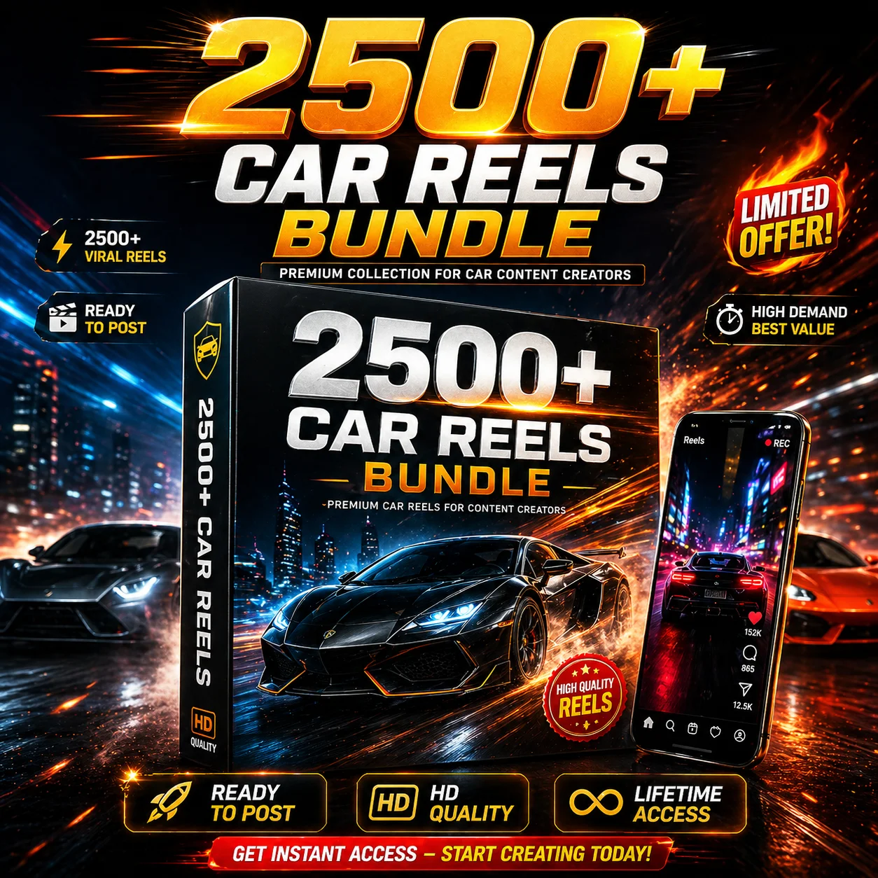 2500+ Ultimate Car Reels Bundle Buy – Best Viral AI Reel Bundle for Content Creators