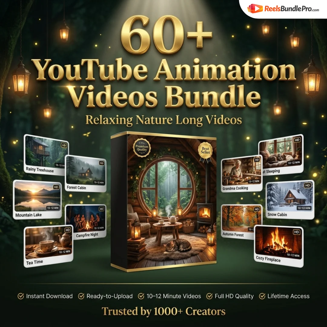 60+ Best YouTube Animation Videos Bundle – Premium Relaxing Nature Long Videos for YouTube Channel