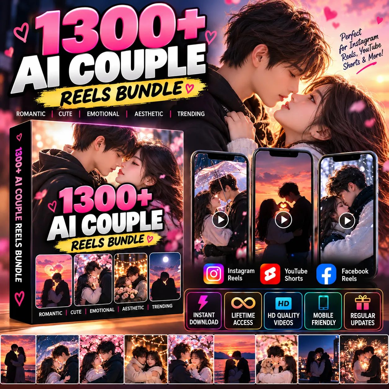 1300+ Romantic AI Couple Reels Bundle – Best Viral Reel Bundle for Instagram Creators
