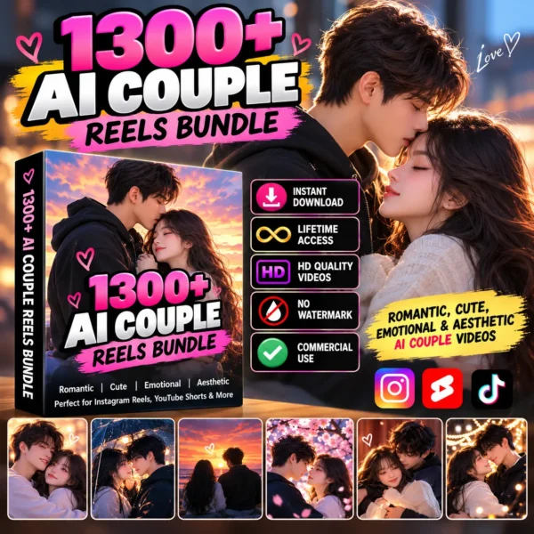 1300+ Romantic AI Couple Reels Bundle – Best Viral Reel Bundle for Instagram Creators